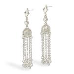 Silver Diamante Tassel Stud Earrings