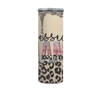 Blessed Leopard Printed Double Wall Skinny Travel Mug / Tumbler