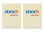 Adhesive Sticky Notes Lined Pastel Yellow 76MM X 150MM - Pack 2