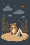 Camping Bear Canvas Print - 600MM X 600MM