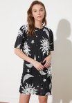 Siyah Printed MINI Knitted Dress - Black