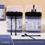 100PCS Black Disposable Ear Cleaning Swabs - Dual-ended For Effective Earwax Removal & Blackhead Cleansing