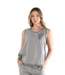 2-TEXTURED Sequin Pocket Top - Light Grey Free