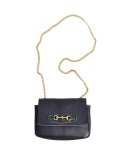 Genuine Leather Horse Bit Chain Bag - Navy Free