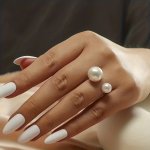 Elegant Cuff Ring Inlaid Artificial Peals Symbol Of Beauty And Elegance Match Daily Outfits Party Accessory Adjustable Ring