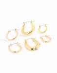 Goldair Gold Plated Oval Hoops 3-PACK