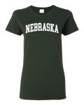 Wild Bobby State Of Nebraska College Style White Fashion Womens Graphic T-Shirt Forest Green 3X-LARGE