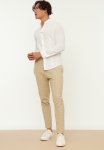 Elasticated Waistband Check Pants - Brown