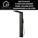 Matte Black 6 Function Shower Panel Column With Handshower & LED Strip
