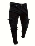 Classic Design Multi Flap Pockets Cargo Pants Men's Loose Fit Drawstring Cargo Pants For Skateboarding Street Outdoor Camping Sk