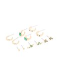 Goldair Gold Green Diamante Cross & Snake Earrings 6-PACK