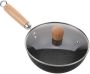Cast Iron Wok With Lid 24CM Nonstick Stir Fry Pan For Gas Stove