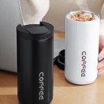 1PC 400ML 550ML 304 Stainless Steel Coffee Cup 13.53OZ 18.6OZ Portable Leakproof Insulation Water Bottle Suitable For Outdoor Sp