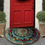 Bohemian Mandala Semi-circle Door Mat - Ultra-soft Faux Cashmere Non-slip & Durable Perfect For Outdoor Living Room Kitchen And