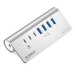 Syntech Orico Aluminum Alloy 7 Port USB Hub| 4X USB 3.2 Type-a 3X USB Type-c 1X PD60W Fast Charging Type-a To Type-c