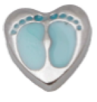 FLC67 - Baby Feet Floating Locket Charm Pink Or Blue - Blue Baby Feet