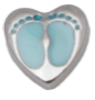 FLC67 - Baby Feet Floating Locket Charm Pink Or Blue - Blue Baby Feet