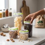 4-PIECE Plastic Food Storage Container With Latching Lids