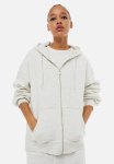 Oversized Zip-through Hoodie - Light Grey Marl