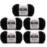 Keche Velvet Yarn For Crocheting Soft Chenille Bulky Baby Blanket Amigurumi Yarn 3X100 Gr 5X132 Yds 5- Skeins - Black