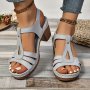 Women's Chunky Heel Sandals Fashion Open Toe Dress Pumps Stylish Buckle Strap Heels