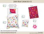Kids Duvet Set Groovy Bright Cartoon Daisy