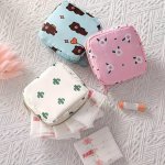 Chic Cartoon Oxford Fabric Sanitary Napkin Storage Bag - Portable Large Capacity Organizer For Girls With Coin Pouch - Available