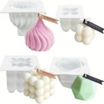 4PCS Candle Silicone Mold Diy Cadle Making Tool Silicone Mold Plaster Resin Clay Mold