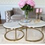 Kc Furn-accent Marble Top Nesting Tables With Gold Frame