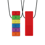 Sensory Chewable Necklace Rainbow Brick - Red