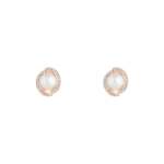 Rose Gold Diamante Pearl Stud Earrings