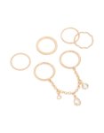 Goldair Gold Diamante & Sandwich Chain Rings 6-PACK - M l