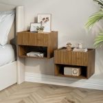 Floating Nightstand Bedroom Bedside Table - Floating Night Stand Set 2 For Small Spaces Wall Mounted Cabinet With Storage Drawer