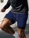 2-IN-1 Double Layer Shorts Men's Slightly Stretch Sports Shorts For Summer Gym Workout Training