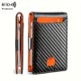 Rfid Blocking Unisex Carbon Fiber Wallet Minimalist Slim Bifold Credit Card Holder Portable Purse