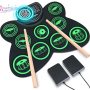 Electronic Drum Set Roll Up Drum Practice Kids Drum Set With Dual Stereo Speaker Midi Foot Pedals Drum Sticks Ideal Electric Drumset Toy