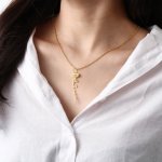 CNE110316G - Gold Plated Sterling Silver Birthflower Shaped Name Necklace