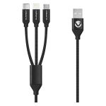 Volkano 3-IN-1 Charge Cable - Weave Series - 1M - Black