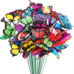 10-PACK Whimsical Butterfly Garden Stakes - Pvc Multicolor Yard Butterflies For Planters & Outdoor Decor - Freestanding No-elect