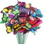 10-PACK Whimsical Butterfly Garden Stakes - Pvc Multicolor Yard Butterflies For Planters & Outdoor Decor - Freestanding No-electricity Holiday Ornaments For Christmas Halloween Easter & More