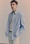 Loose Fit Poplin Shirt - Light Blue striped