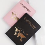 Festive Couple's Travel Passport Holders: Gold-plated Pu Leather Multi-card Holder Suitable For Christmas Valentine's Day And Mo