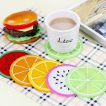 7PCS Fruit Coaster 8.89CM Non Slip Car Coaster Heat Insulation Colorful Unique Slice Silicone Drink Cup Mat For Drinks Prevent F
