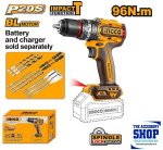 Drill Cordless Impact 96NM 20V Brushless 13MM Keyless Chuck Ingco Tool Only CIDLI209681