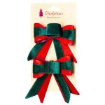 Bow Set Of 2PCS Pvc Greenwith Red Edges 11X14CM