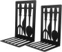 Iron Cutlery Designed Book Organizer Bookends Decorative Hollow Recipe