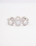 Silver Round Halo Cubic Zirconia Band Ring - M l