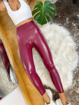 Vegan Leather Leggings - Cherry - Large