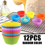 12PCS Reusable Silicone Muffin And Cupcake Cups - Baking Tools For Perfectly Shaped Muffins And Cupcakes - Kitchen Gadgets And A