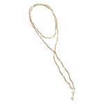 Goldair Gold & Pearl Beaded Tassel Necklace